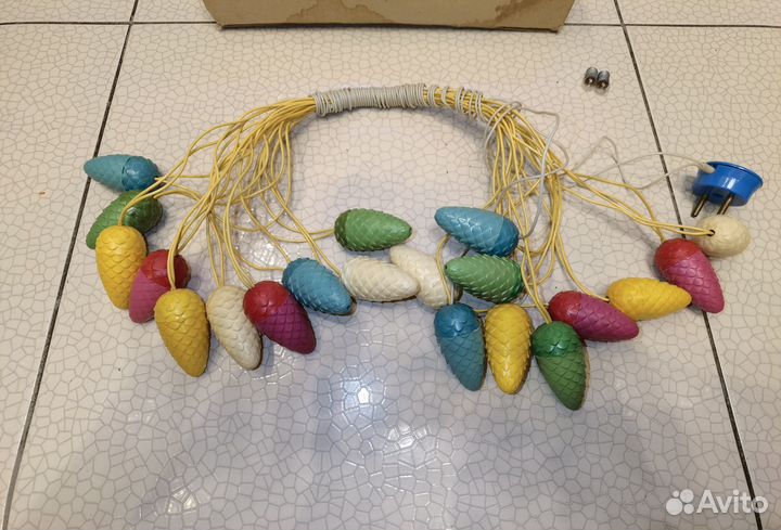 Елочная гирлянда Лесная сказка Шишки СССР 1973г