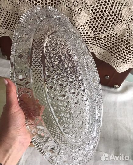 Хрустальная ваза ладья