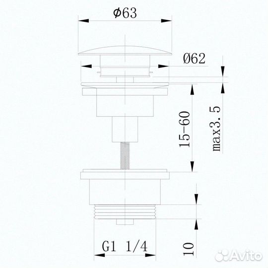 Донный клапан abber AF0011 без перелива, хром