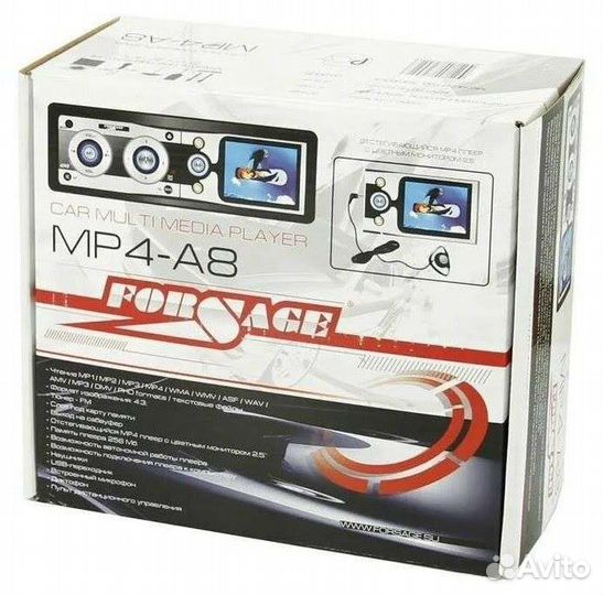 Автомагнитола forsage MP4-A8, 1 DIN, с экраном