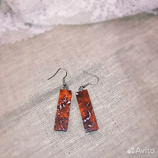 Серьги handmade из стабилизированной древесины