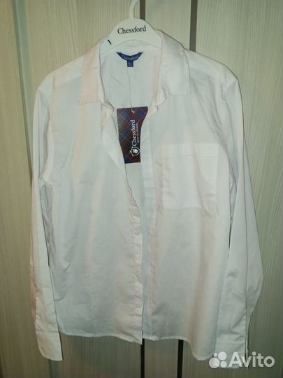 Белая рубашка с длинным рукавом 152 размер