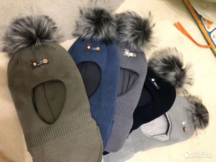 Шапка шлем новая на 1-2 года с шерстью