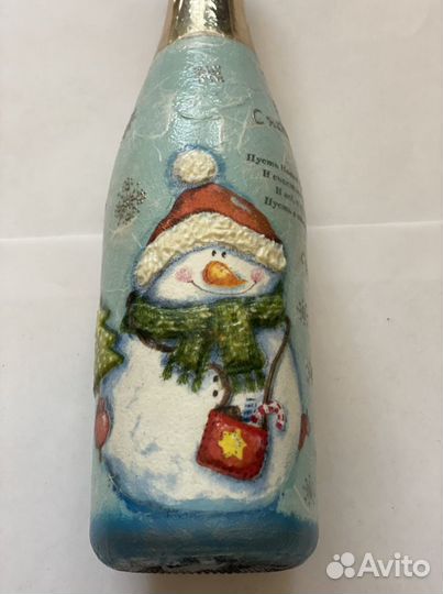 Бутылка декоративная в технике декупаж