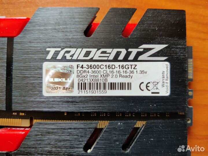 Оперативная память ddr4 G.Skill TridentZ 32Gb 3600