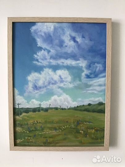 Картина маслом. Пейзаж Перед грозой. Летели облака