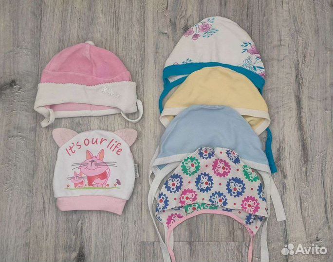 Шапки и чепчики, повязки для новорожденных. За всё