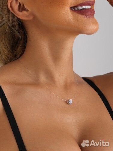 Кулон на леске новый сердце и страза