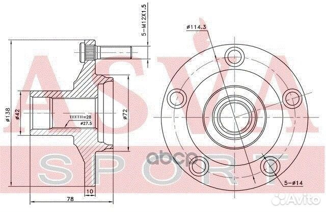 Ступица передняя mzwh5F asva