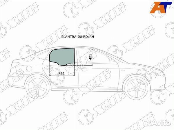 Стекло боковое опускное hyundai elantra