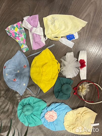 Шапка тюрбан и повязки для девочки пакетом