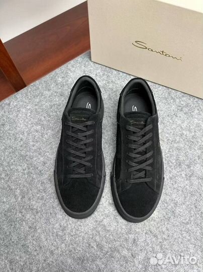 Кеды мужские Santoni замшевые total black premium