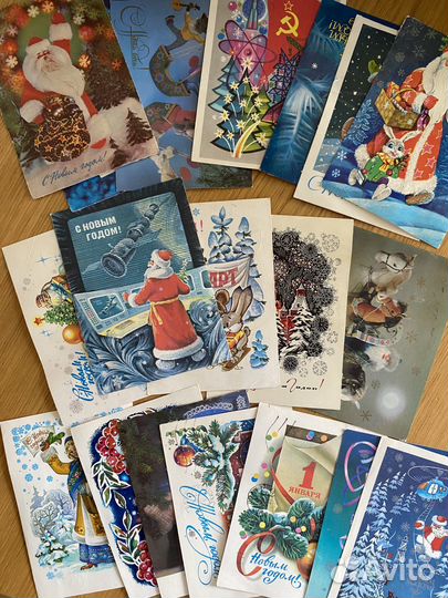 Новогодние открытки СССР, 18 шт