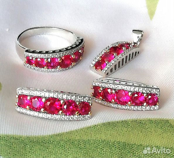 Серьги, кольцо 17,5, кулон цирконий серебро С345