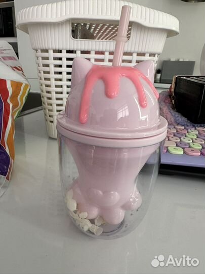 Стакан бутылка с трубочкой