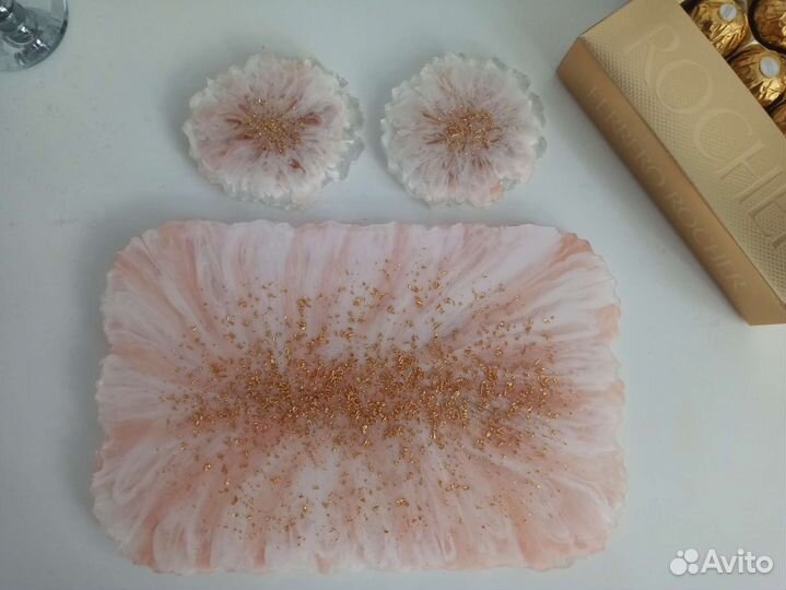 Подстаканники/поднос из эпоксидной смолы