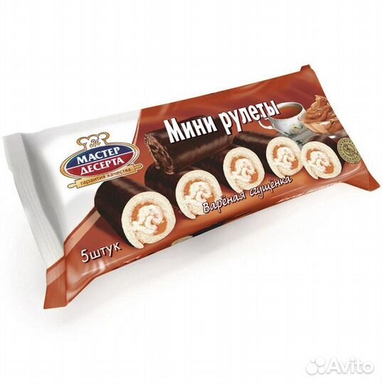Мини-рулеты бисквитные с кремом варёная сгущёнка