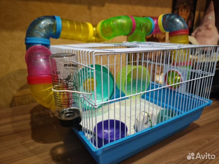 Клетка двухэтажная для хомяков с тунелями