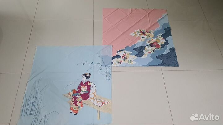 Большие старинные платки, фурошики, Япония