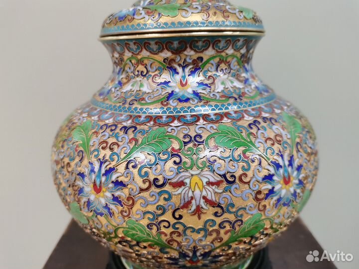 Ваза Китай 1950 год клуазоне перегородчатая эмаль