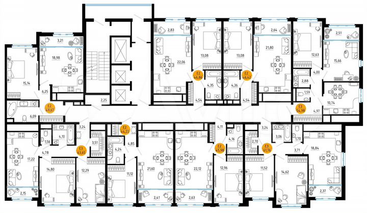 1-к. квартира, 46,9 м², 11/25 эт.