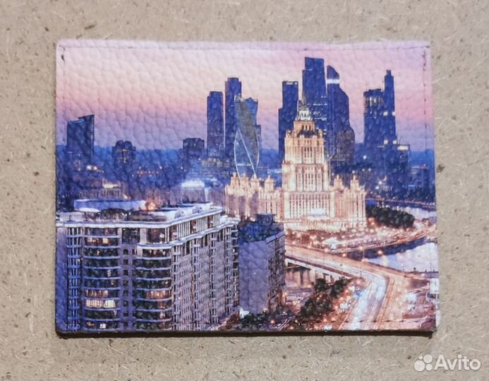 Кардхолдер с принтом Eshemoda “Москва-Сити” кожа