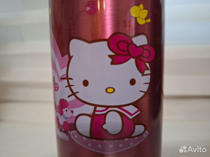 Термос детский с трубочкой и ремешком 500мл