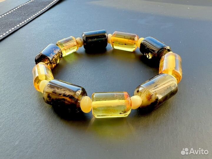 Браслет мужской из натурального янтаря