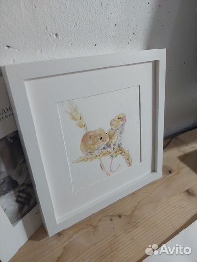 Акварель. Полевые мышки. 22х22 см