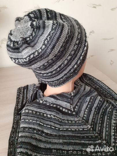 Шапочка и бактус новые вязаные ручной работы