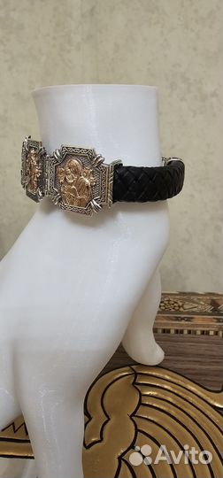 Православный браслет триптих серебро позолота