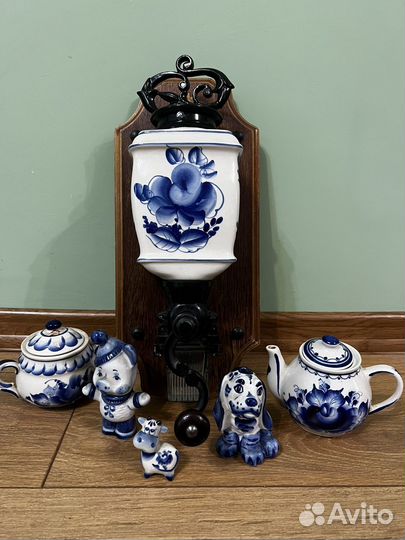 Гжель коллекция 6 пред. кофемолка чайник