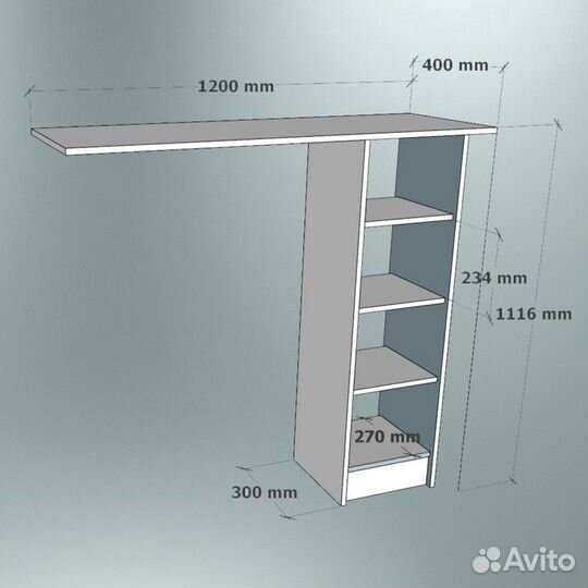 Барный стол Хогвартский экспресс 120х40х112