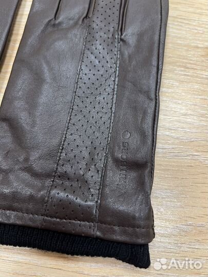 Мужские кожаные перчатки коричневые новые