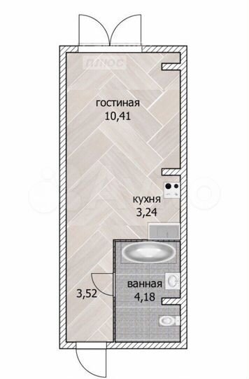 Апартаменты-студия, 23,8 м², 10/12 эт.