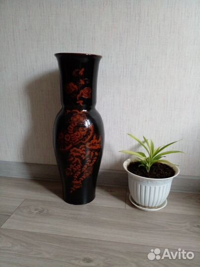 Ваза напольная большая гравировка глиняная