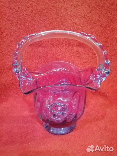 Конфетница СССР из цветного стекла