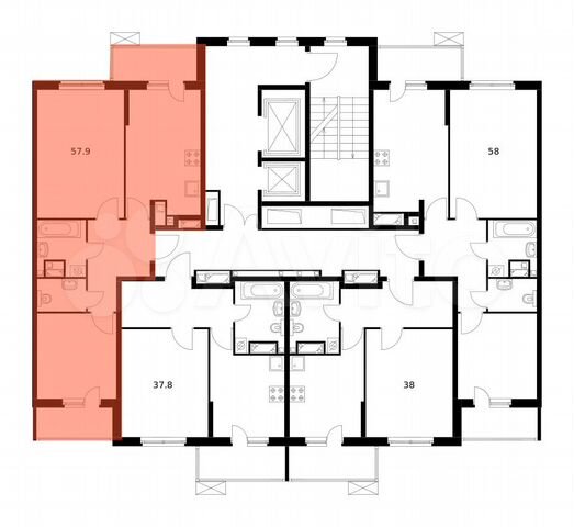 2-к. квартира, 57,9 м², 14/24 эт.