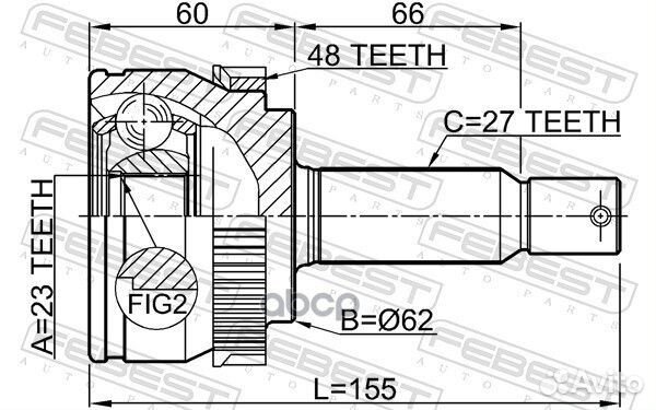 ШРУС наружный 23X62X27 hyundai tucson 04- 1210T