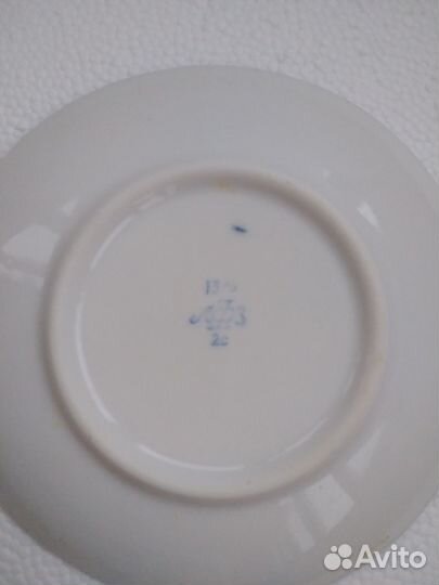 Блюдце фарфор кобальт с позолотой лфз винтаж