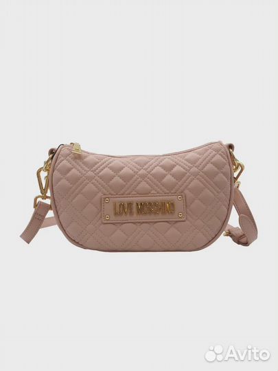 Love moschino сумка hobo M.27 пудровая стёганая