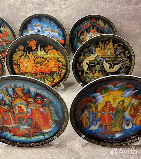 Коллекция 9 тарелок Палех (20см). Русские сказки