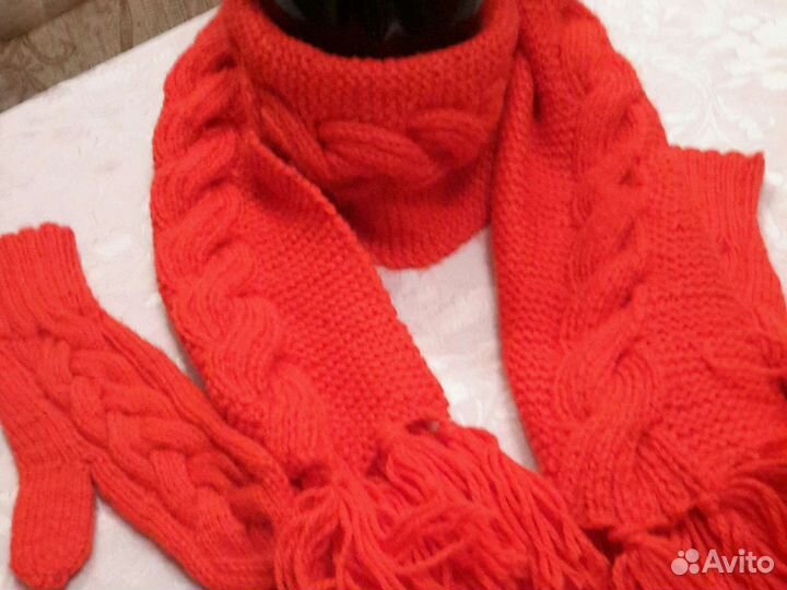 Комплект шарф, варежки