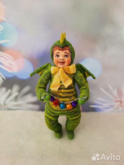 Дракоша ватная ёлочная игрушка