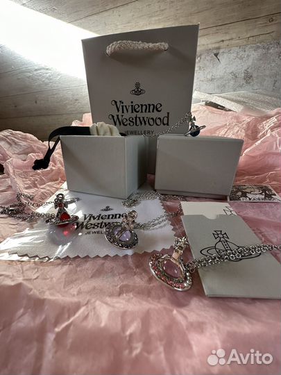 Цепочка кулон Vivienne Westwood сатурн розовый