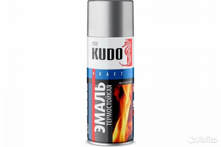 Аэрозольная краска серебристая термостойкая kudo 520 мл