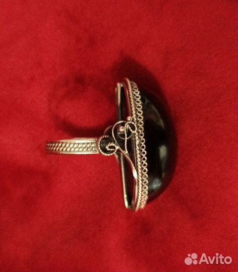 Перстень с большим обсидианом 19,5 р