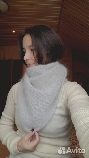 Бактус, косынка, ручная работа, вязаный