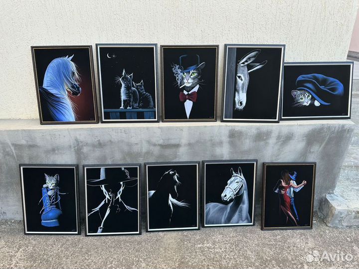 Необычные картины маслом на бархате