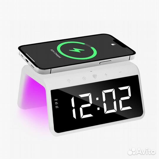 Беспроводная зарядка часы будильник светильник